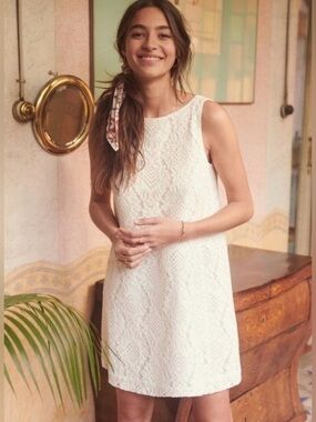 Sézane Raphaelle White Lace Shift Dress